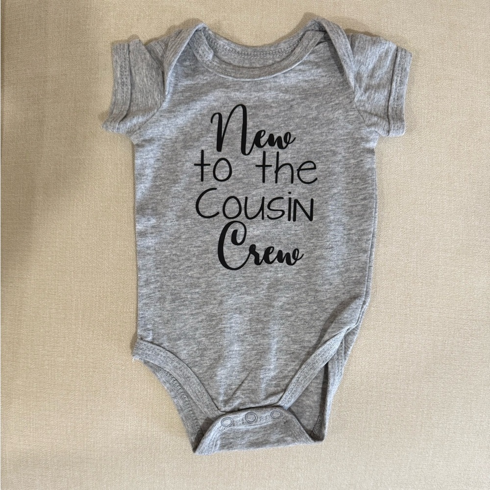 Gray Baby Onesie - New to the Cousin Crew